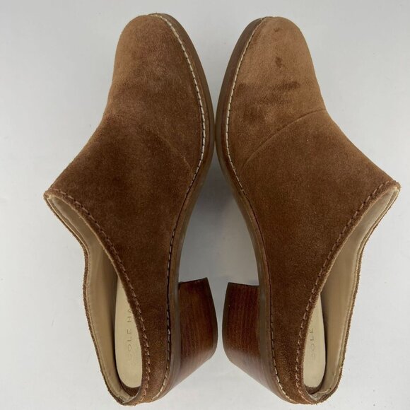 Cole Haan Womens W14844 Brown Faux Suede Block Heel Size 7 Slip-On Mules - Picture 6 of 11